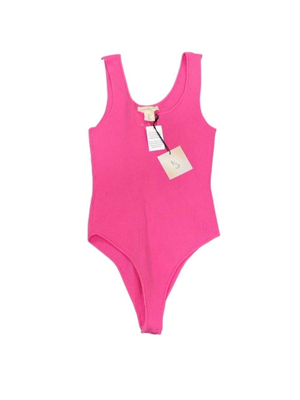 347. NWT Women’s Hot Pink Ribbed Tank Bodysuit Size L